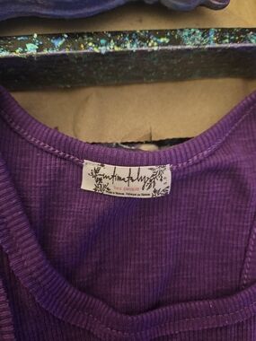 Free People Purple Ribbed Tank Top S